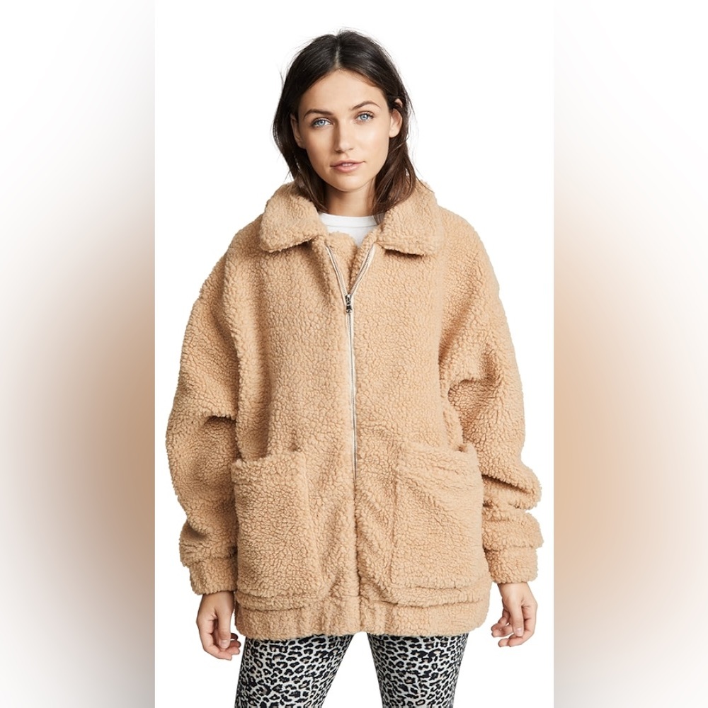 I.AM.GIA Pixie Tan Brown Teddy Sherpa Oversized Zipper Front Jacket
